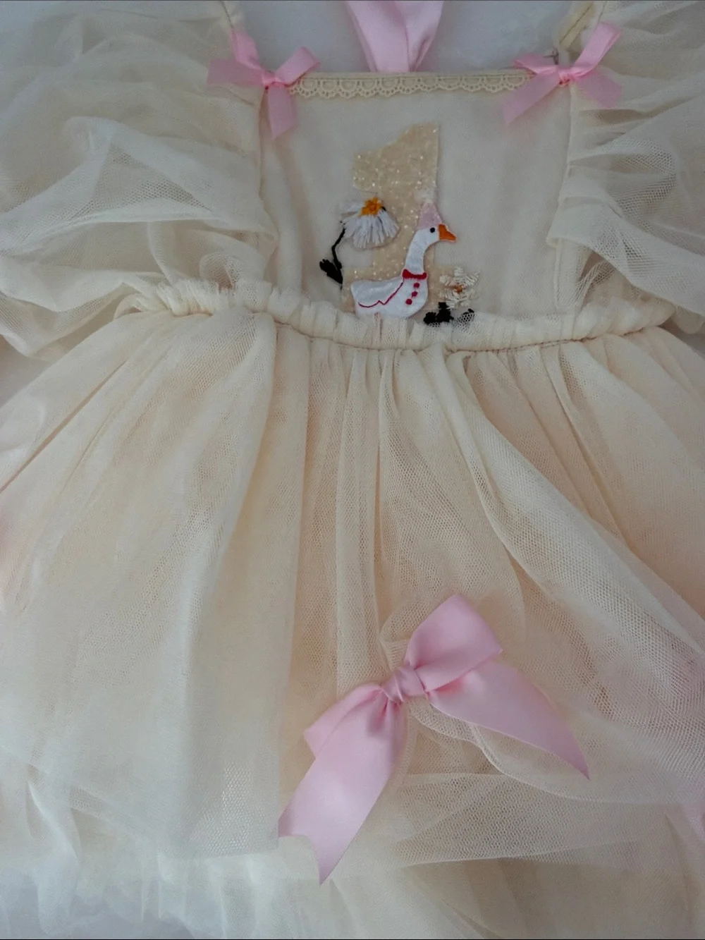 Cora and violet handmade first birthday one silly goose dress